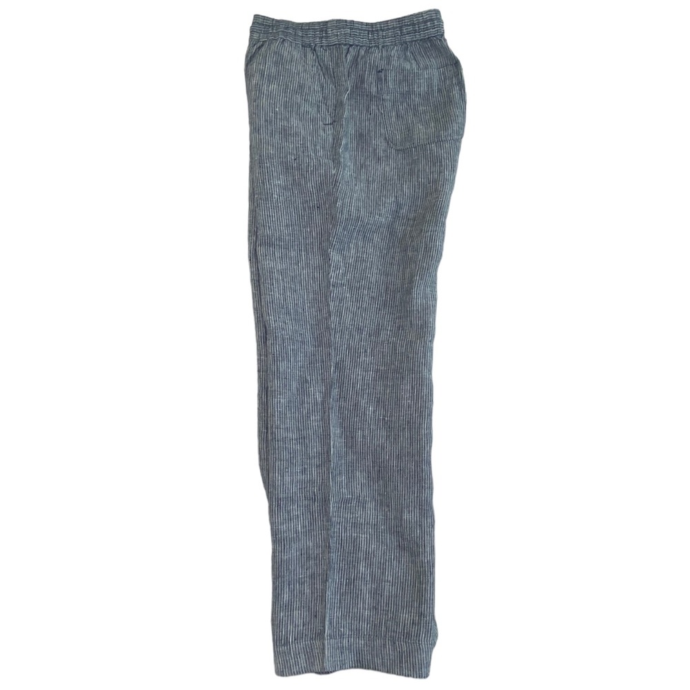 NWT Talbot's Women's Washed Linen Wide Leg Pants Striped Blue White Size 10P - Picture 3 of 10